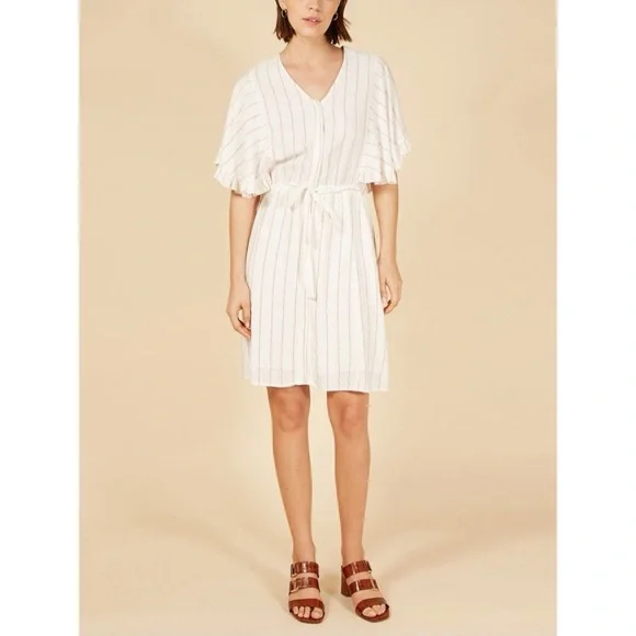 knee length dresses for ladies Shine On Striped Maxi Dress Off White/Olive / S